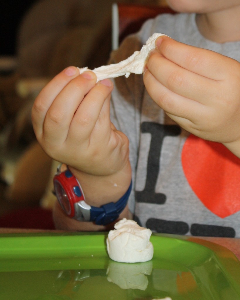 Exploring marshmallows with five senses.