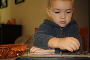 Using acorns for alphabet recognition and name practice