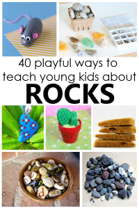 Playful ways to teach young kids about rocks. Rock theme ideas for kids