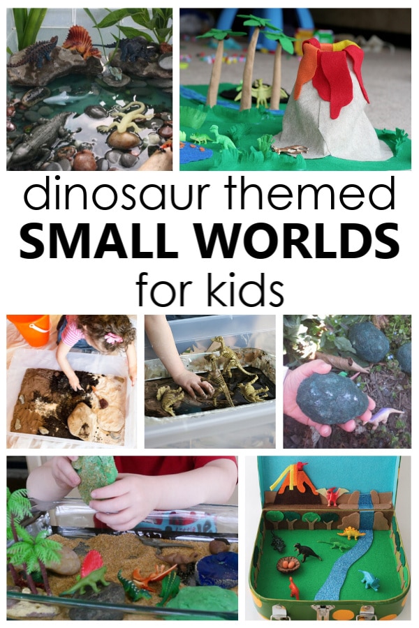 16 creative dinosaur play worlds for small world play and dinosaur sensory bins that inspire playful learning in preschool.