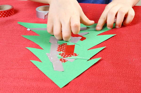 Washi Tape Christmas Tree Craft for Kids
