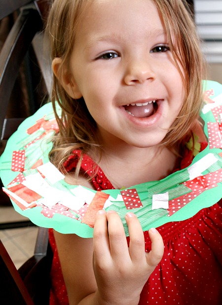 Washi Tape Wreath Christmas Craft for Kids