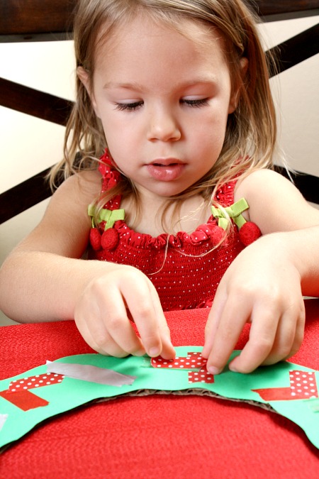 Washi Tape Wreath Christmas Craft for Kids