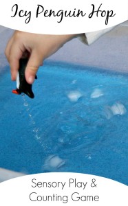 Icy Penguin Hop Sensory Play and Counting Game for Toddlers and Preschoolers
