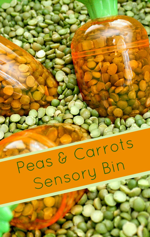 Peas and Carrots Sensory Bin...fun play activity for toddlers
