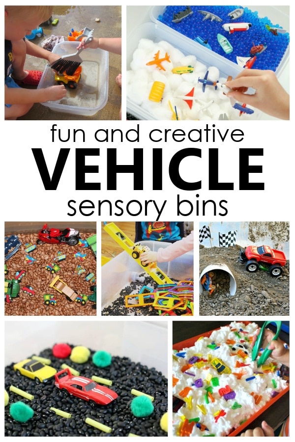Vehicle Sensory Bins...fun play activities for kids