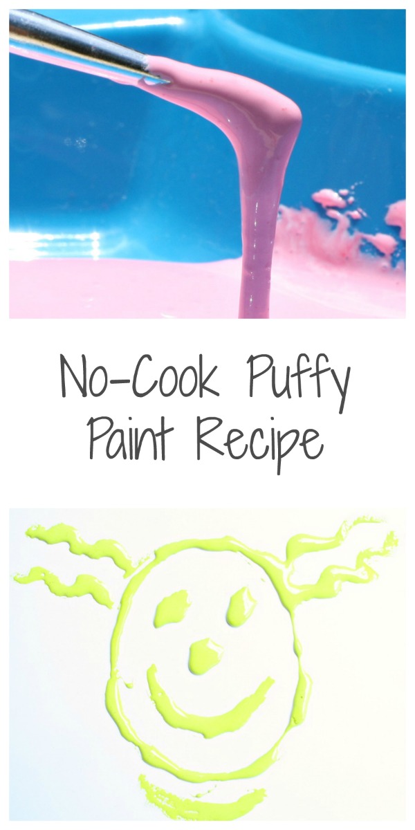 No-Cook Puffy Paint Recipe~Easy 2-ingredient that is edible and safe for kids of all ages
