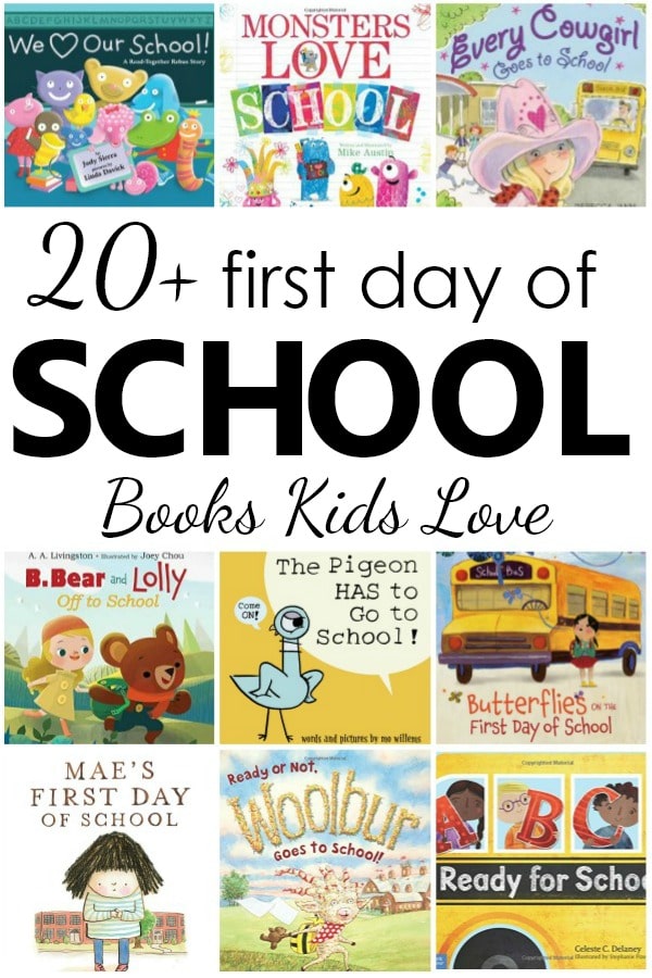 20+ favorite first day of school books for preschool and kindergarten. Fun books to read for kids with first day jitters #preschool #kindergarten #backtoschool #booklist #kidlit