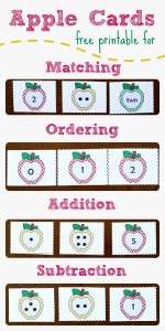 Apple Number Cards~Free Printable for Numbers 0 to 5 to use for matching, ordering, addition, and subtraction