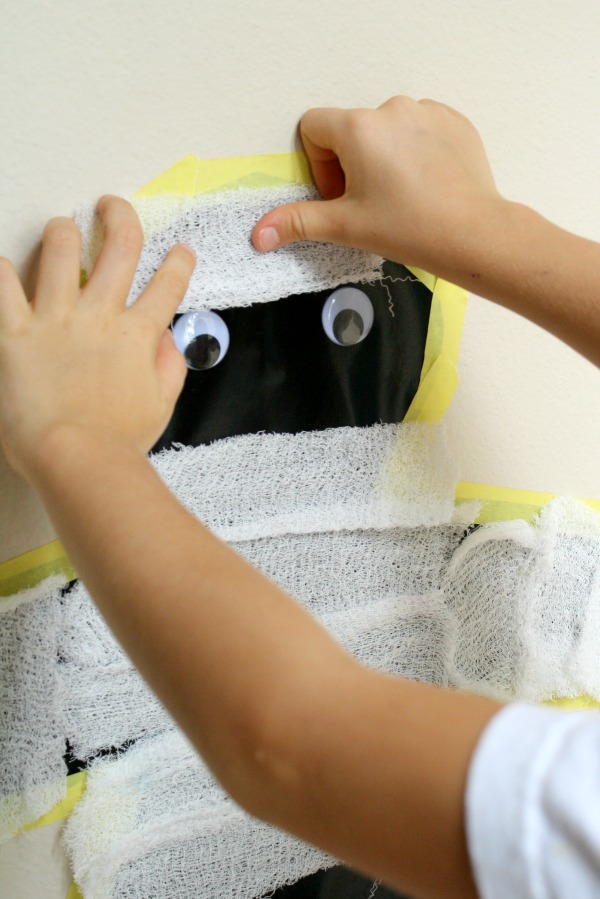 Sticky Wall Mummy Preschool Halloween Activity
