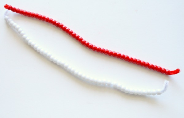 Materials for candy cane ornament