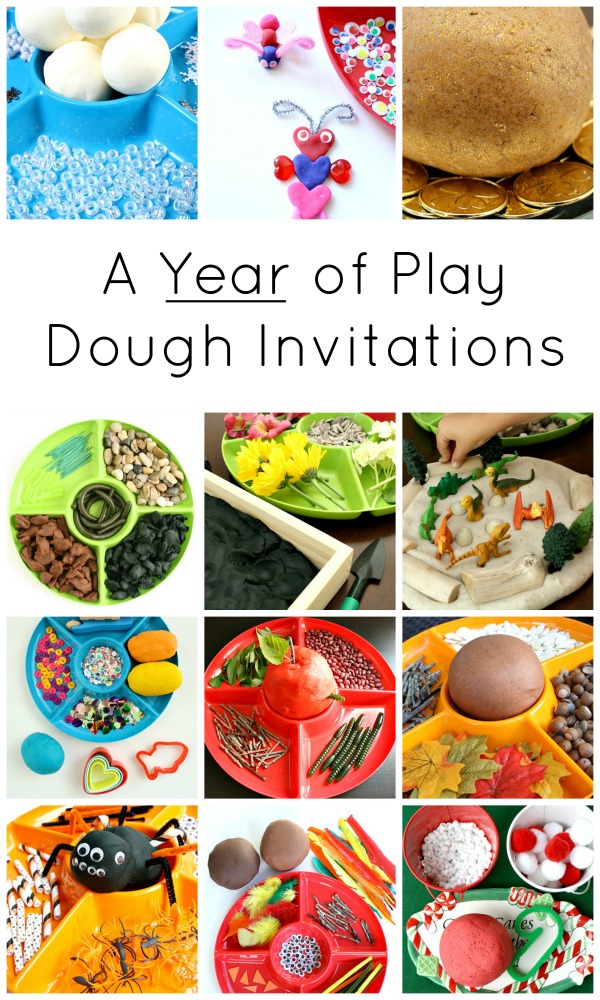 A Year of Play Dough Ideas~Over 20 Creative Ideas for Play Dough Invitations for Every Month of the Year