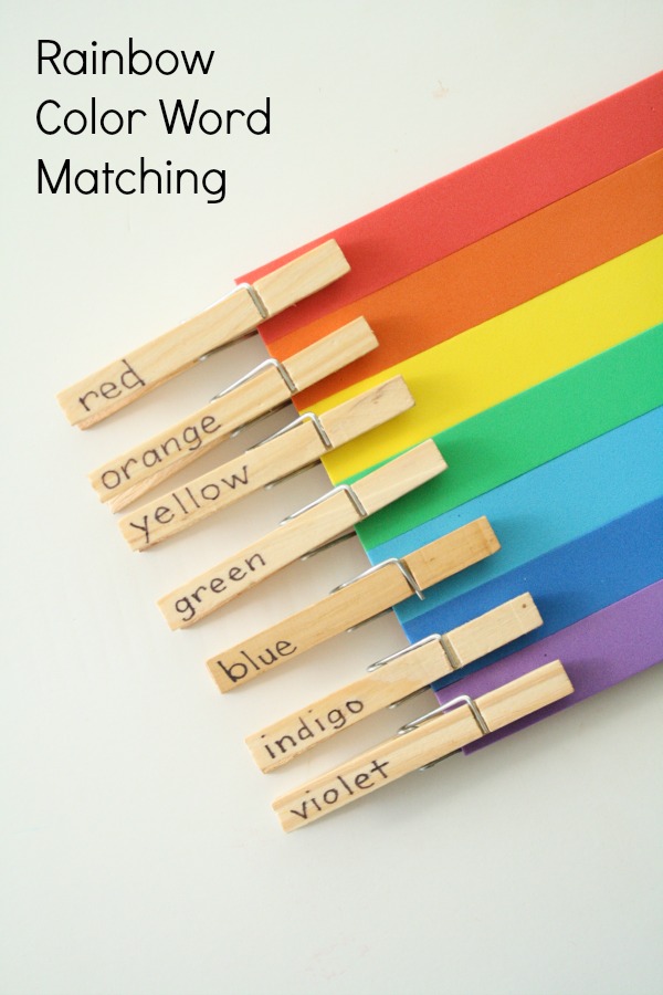 Rainbow Color Word Matching Activity for Preschool and Kindergarten
