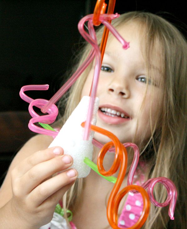 Styrofoam and Crazy Straws STEAM Sculpture Art Project for Kids