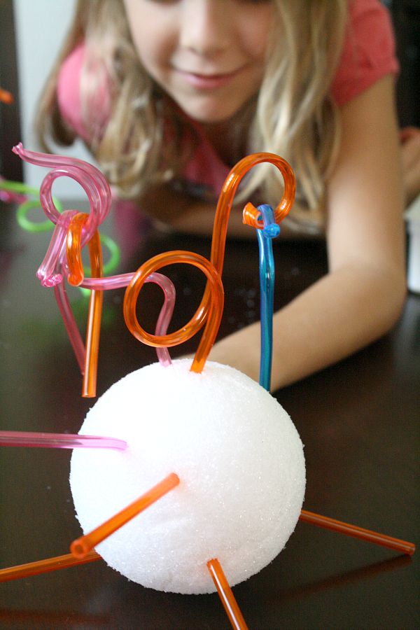 Styrofoam and Crazy Straws STEAM Sculpture Art Project for Kids