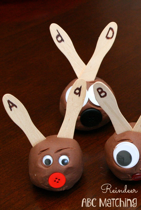 Reindeer Play Dough Alphabet Matching-Christmas Learning Activity. What a fun ABC game for the holidays!