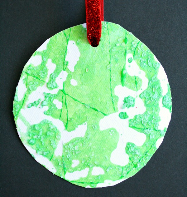 Salt Painted Process Art Christmas Ornament