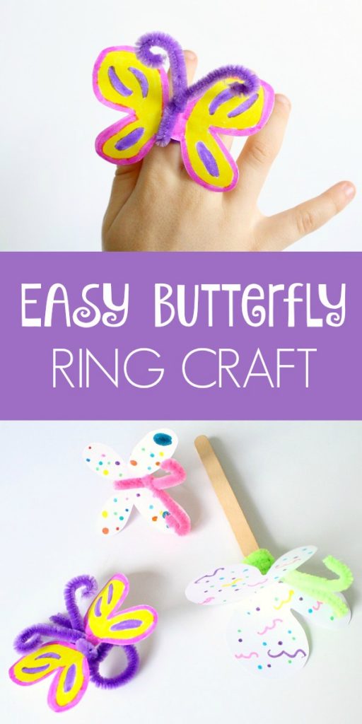 Easy Butterfly Craft-Make Paper Butterfly Rings or Popsicle Stick Butterflies for Pretend Play