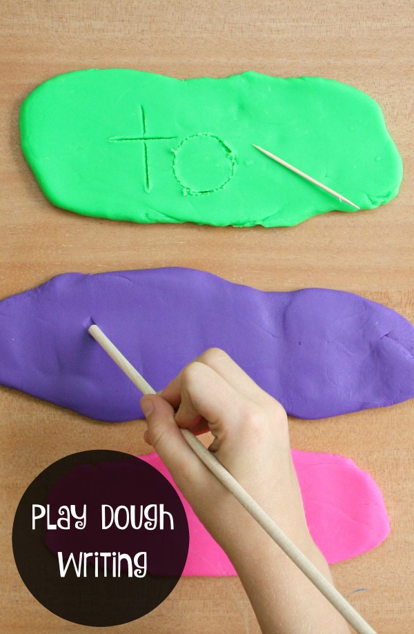 Play Dough Writing Tray-Use this fine motor activity to practice writing letters, sight words, numbers and more