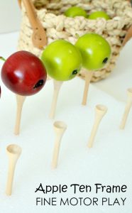 Apple Ten Frame Fine Motor Play for Preschool and Kindergarten with Free Printable Task Cards
