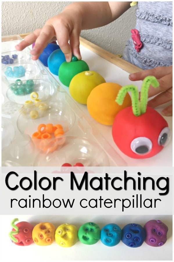 Rainbow Play Dough Color Matching Activity-Toddler and preschool fine motor activity. Perfect for your preschool insect or butterfly theme for spring