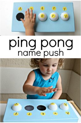Ping Pong Push Name Recognition Activity for Toddlers and Preschoolers