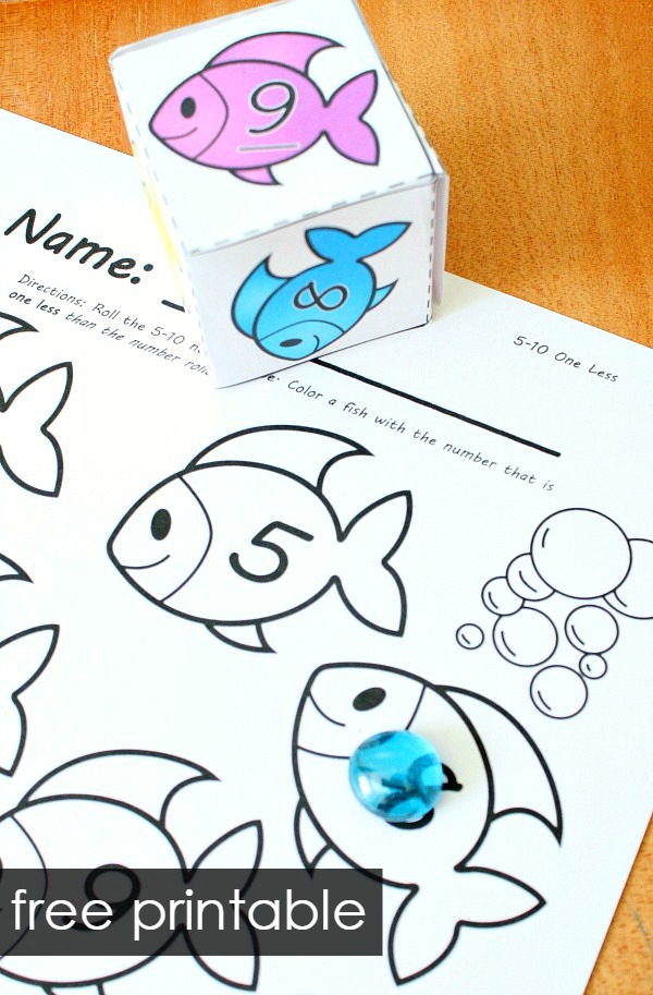 These fish theme roll and color math games are so much fun for kids! Great for practicing number sense, counting, shapes, number words and more in preschool and kindergarten