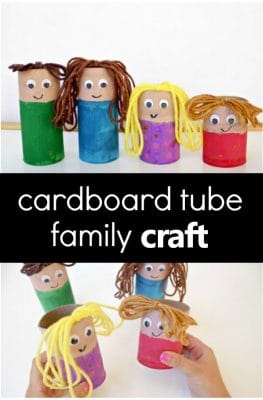 Cardboard Tube Family Craft -Use for pretend play. Add to sensory bins, or act out stories for your preschool family theme #preschool #familytheme #kidscrafts
