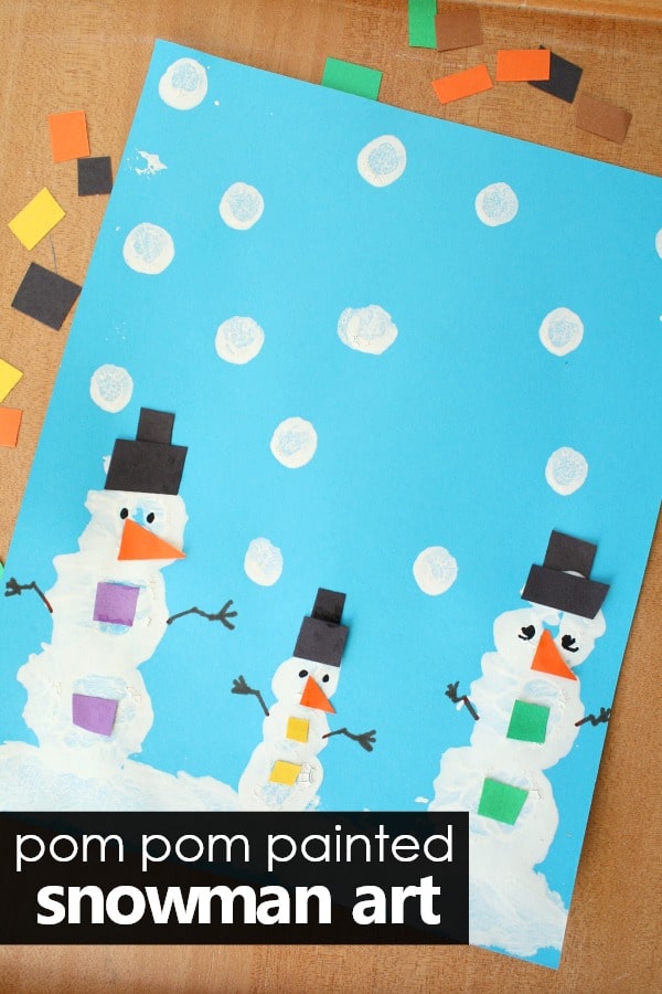 Pom Pom Painted Snowman Art Preschool Snowman Theme Activity