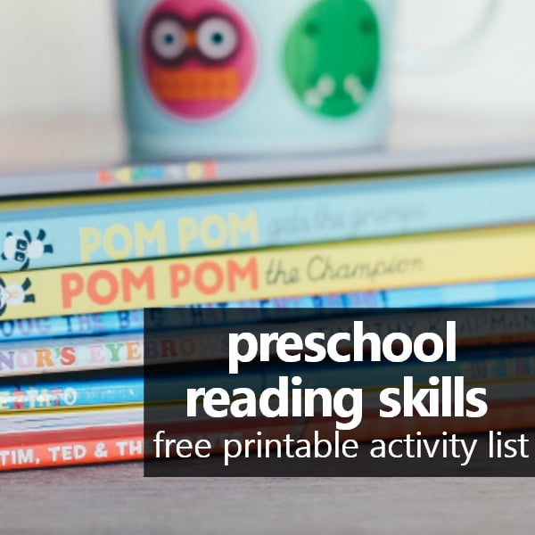 free printable preschool reading skills and activity list