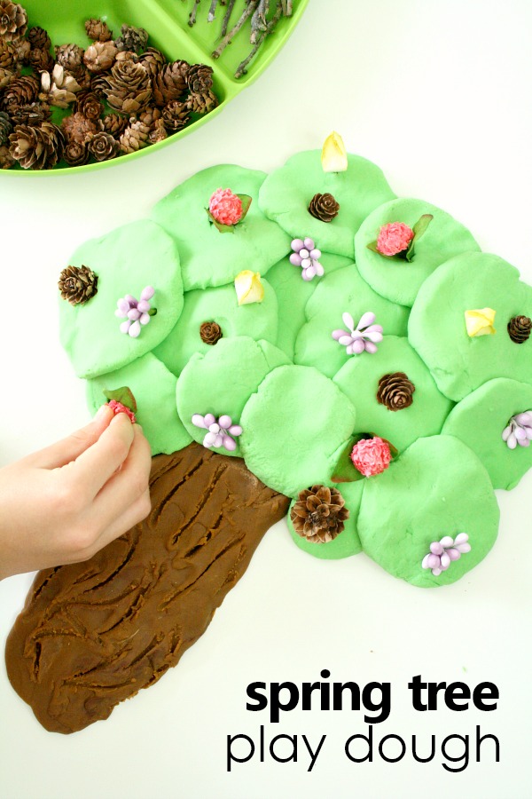 Spring Tree Play Dough Activity for Preschool #playdoh #kidsactivities #finemotor