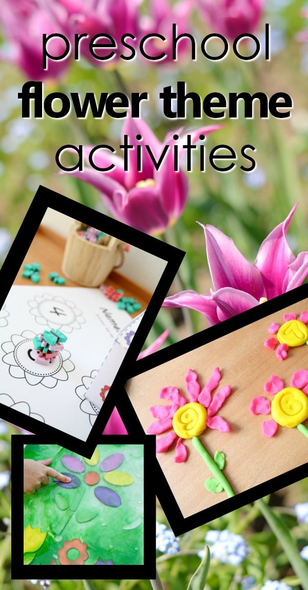 Preschool Flower Theme Activity Ideas with printables, lesson plans, hands-on play ideas, videos and more #preschool #flowers