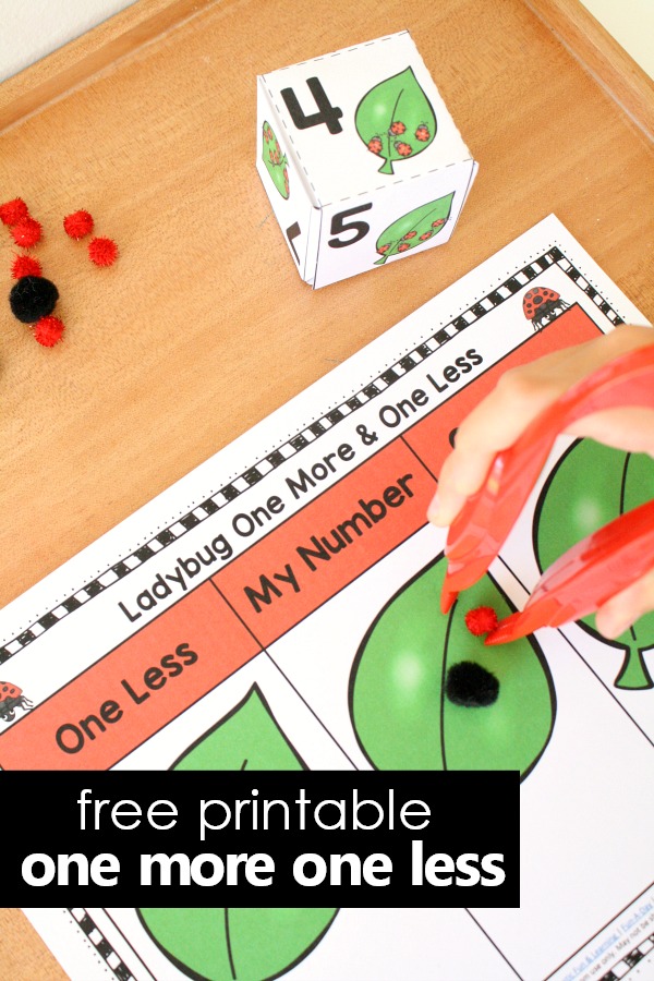 Free Printable One More One Less Ladybug Math and Fine Motor Activity #freeprintable #kindergarten