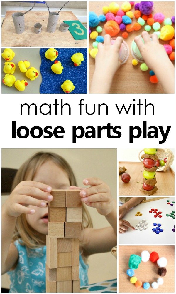 Math and Loose Parts Play-hands-on learning and math skills with loose parts play for preschool and kindergarten #preschool #kindergarten #loosepartsplay