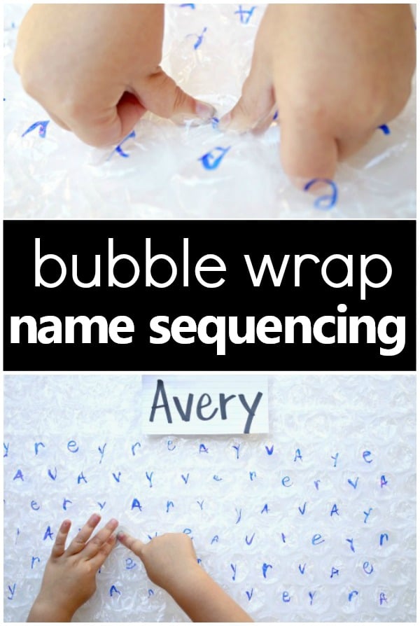 Bubble Wrap Name Activity-Fine motor fun and name sequencing practice for toddlers and preschoolers #preschool #toddler