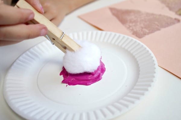 Painting with Pompoms Summer Art for Preschool -Ice Cream Cones