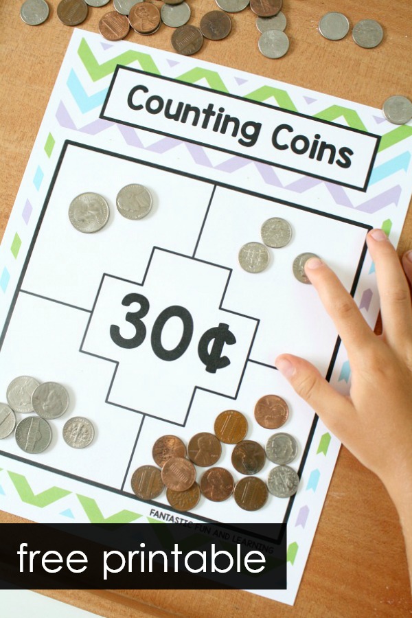 Free Printable Money Game for Kids-Counting Sets of Coins #freebie #math #1stgrade