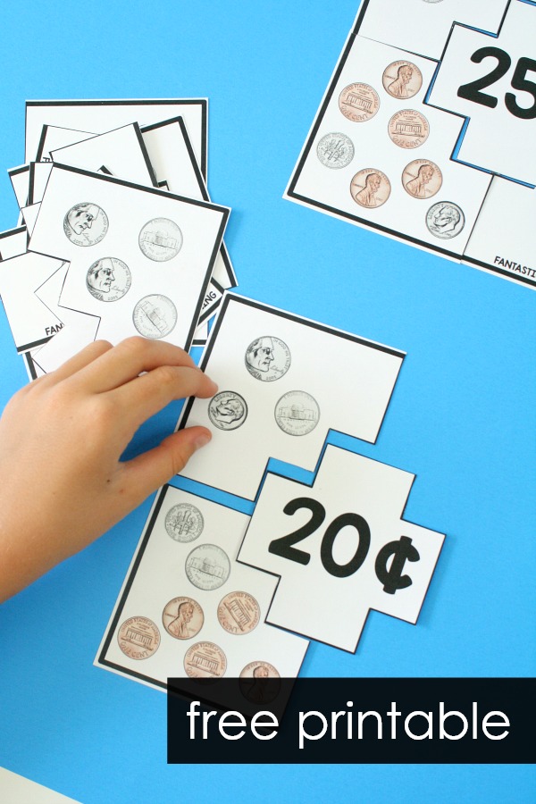 Free printable counting coins puzzles. Money games for first grade and second grade #freeprintable #money #firstgrade