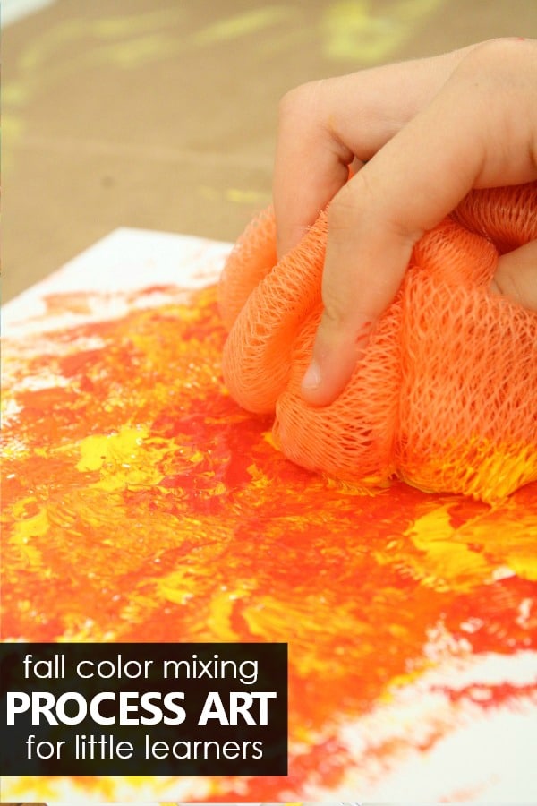 Fall Color Mixing Process Art for Toddlers and Preschoolers #toddlers #preschool #processart #fall #fallactivities