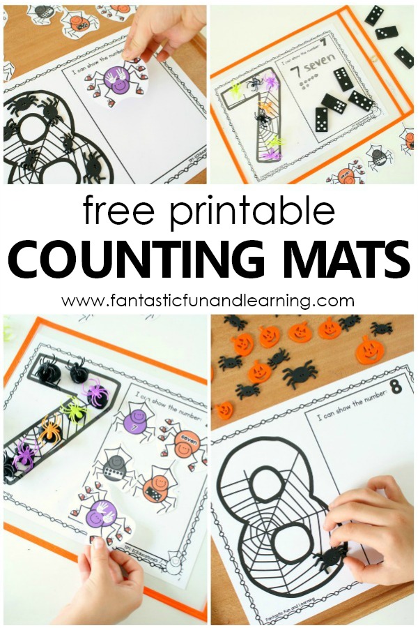 Spider Counting Numbers Printable Mats Halloween Math #preschool #kindergarten #freeprintable #counting