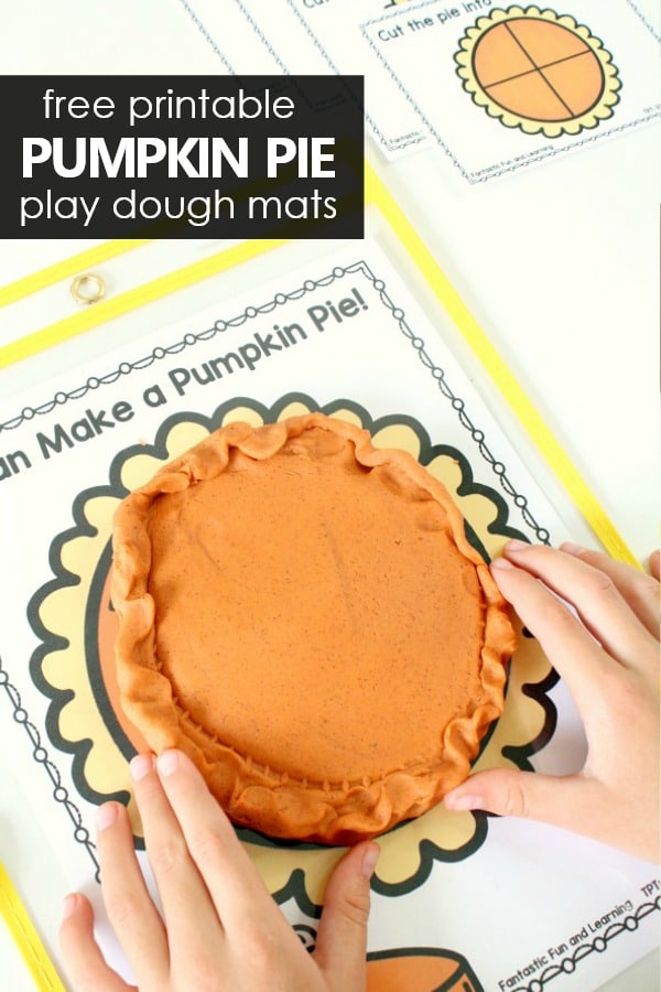 Free Printable Pumpkin Pie Play Dough Mats with Fractions #preschool #kindergarten #playdough #freeprintable