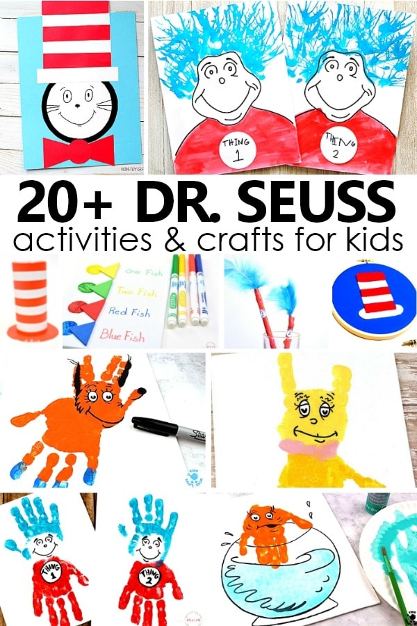 20+ Dr. Seuss Activities and Crafts for Kids. Ideas for your favorite Dr. Seuss books and Read Across America Day #preschool #kindergarten #drseuss