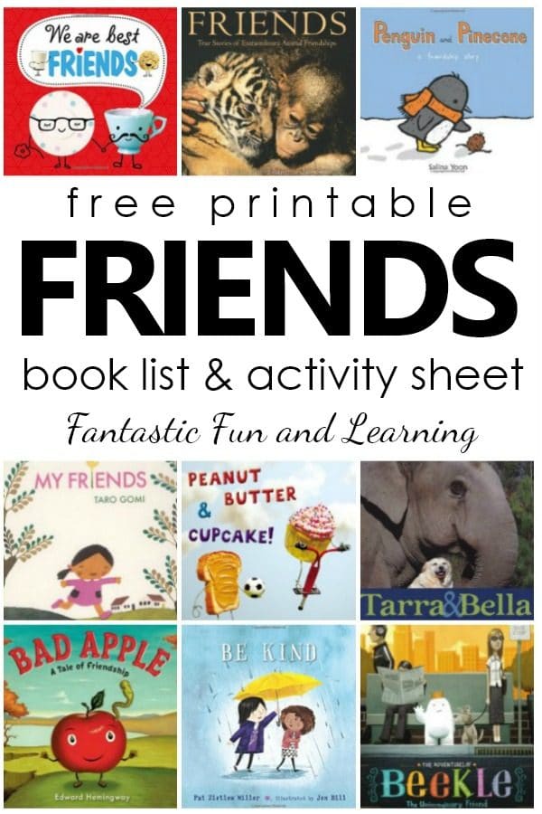 Books About Friendship. Free printable friends book list and writing activity. #preschool #kindergarten