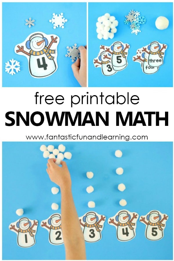Free Printable Snowman Winter Math Counting Activity #preschool #kindergarten #snowman #counting