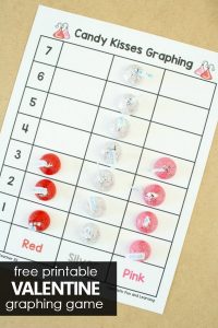 Free Printable Valentine's Day Game for Preschool and Kindergarten-Graphing Chocolate Kisses Freebie #valentinesday #preschool #kindergarten
