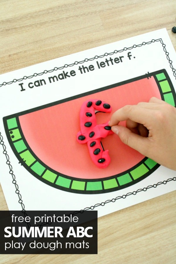 Free Printable Summer ABC Play Dough Mats. Watermelon Theme Alphabet Activities for Summer. #preschool #kindergarten #alphabet #freeprintable #freebie