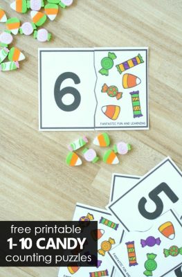 Free Printable Candy Counting Puzzles for Preschool and Kindergarten