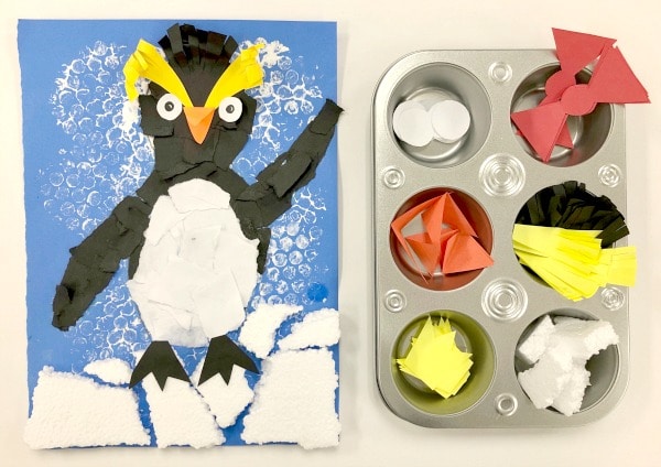 Torn Paper Penguin Craft