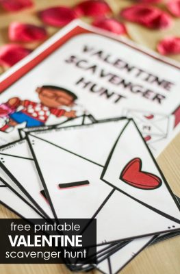 Free printable Counting Valentines Scavenger Hunt for Preschool and Kindergarten Valentine's Day Math Activities