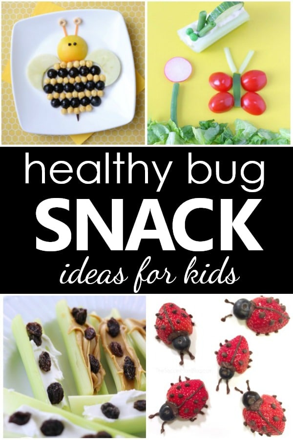 Bug Theme Healthy Bug Snacks for Kids. Spring snack ideas for food art fun with kids.
